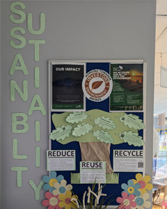 Sustainability board at cherrydown vets in basildon